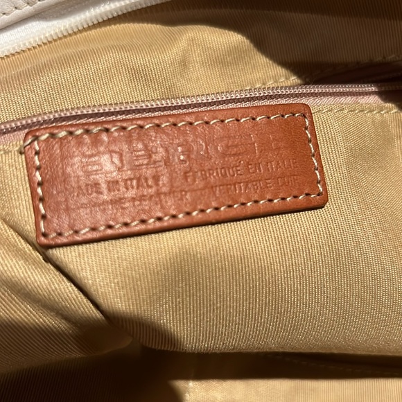 Berge Italy genuine all leather gold tone shoulder purse white zipper handbag - Picture 5 of 8